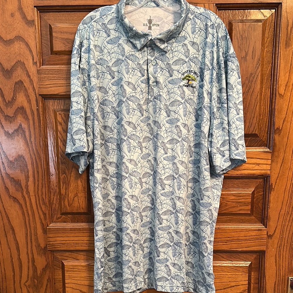 Blue Floral Polo Shirt with Short Sleeves